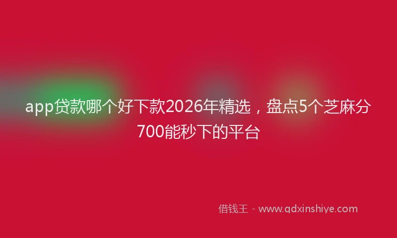app贷款哪个好下款2026年精选，盘点5个芝麻分700能秒下的平台