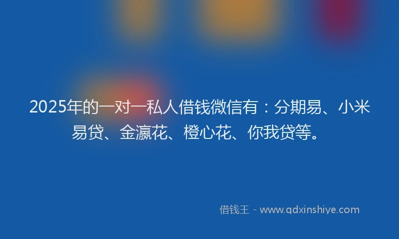 2025年的一对一私人借钱微信有：分期易、小米易贷、金瀛花、橙心花、你我贷等。