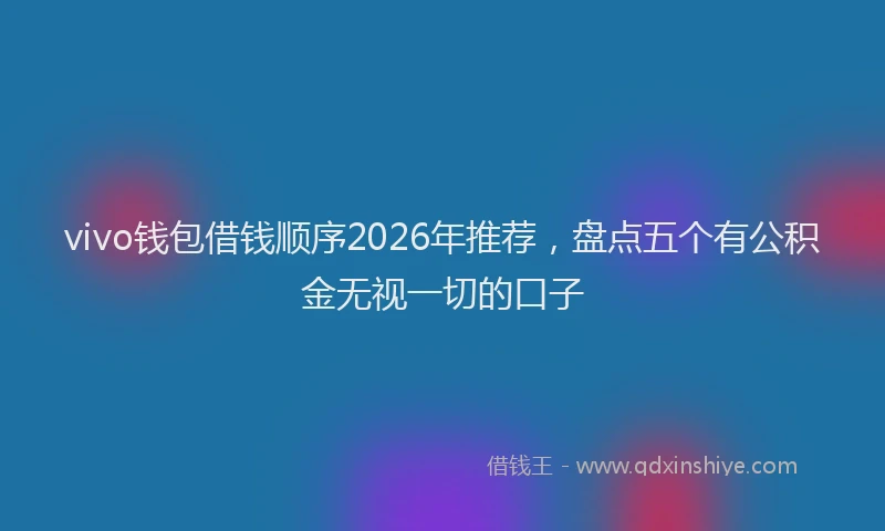 vivo钱包借钱顺序2026年推荐，盘点五个有公积金无视一切的口子
