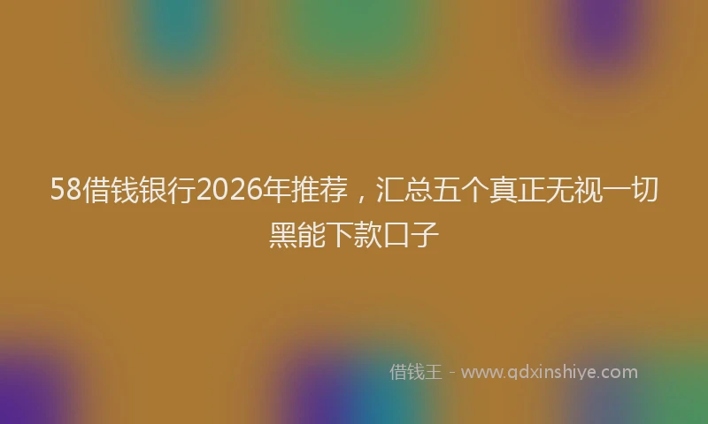 58借钱银行2026年推荐，汇总五个真正无视一切黑能下款口子