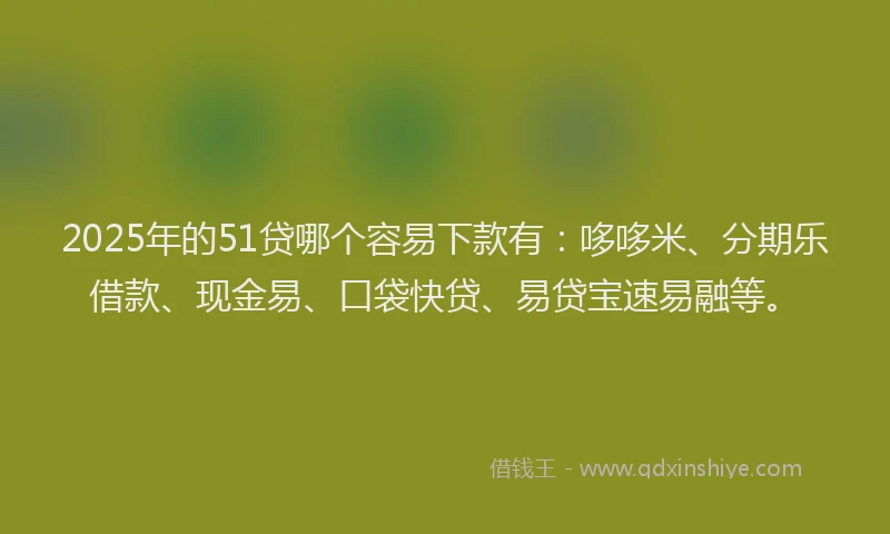 2025年的51贷哪个容易下款有：哆哆米、分期乐借款、现金易、口袋快贷、易贷宝速易融等。