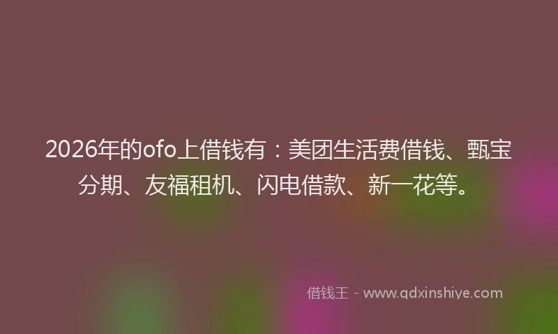 2026年的ofo上借钱有：美团生活费借钱、甄宝分期、友福租机、闪电借款、新一花等。