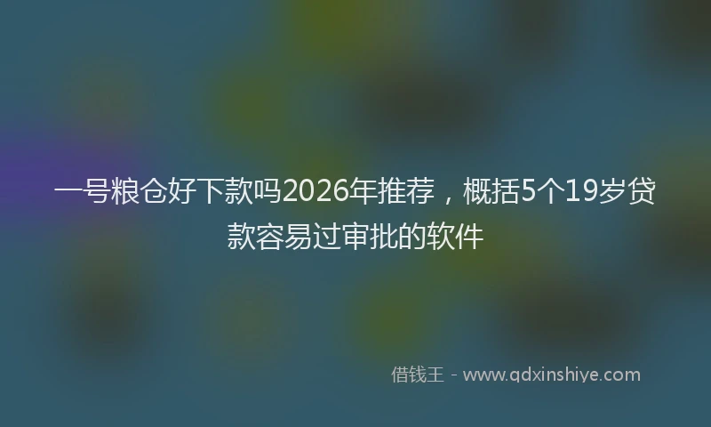 一号粮仓好下款吗2026年推荐，概括5个19岁贷款容易过审批的软件