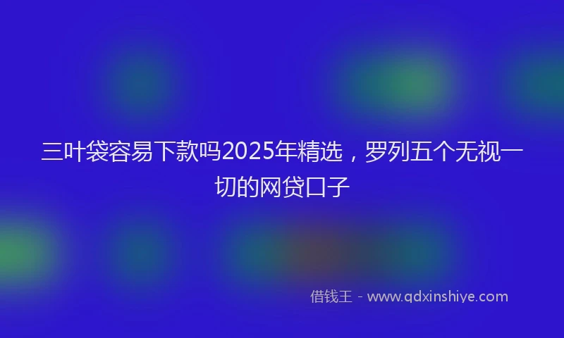 三叶袋容易下款吗2025年精选，罗列五个无视一切的网贷口子