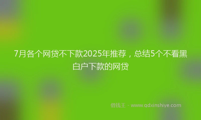 7月各个网贷不下款2025年推荐，总结5个不看黑白户下款的网贷
