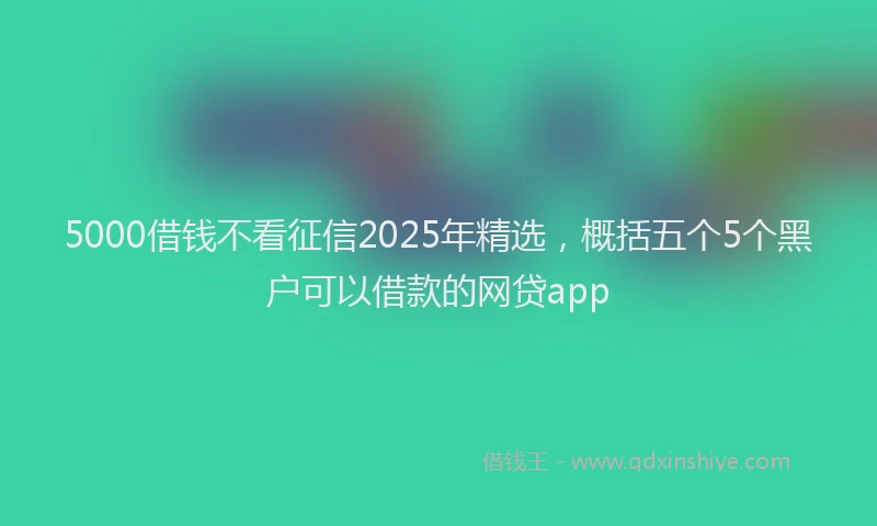 5000借钱不看征信2025年精选，概括五个5个黑户可以借款的网贷app