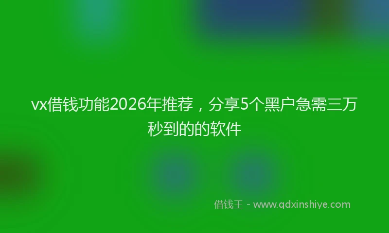 vx借钱功能2026年推荐，分享5个黑户急需三万秒到的的软件