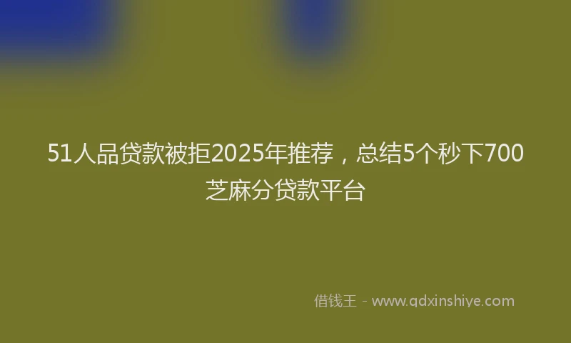 51人品贷款被拒2025年推荐，总结5个秒下700芝麻分贷款平台