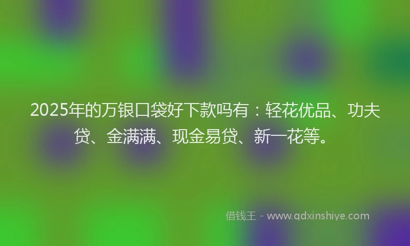 2025年的万银口袋好下款吗有：轻花优品、功夫贷、金满满、现金易贷、新一花等。