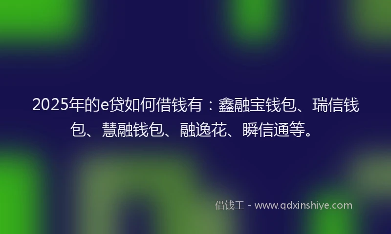 2025年的e贷如何借钱有：鑫融宝钱包、瑞信钱包、慧融钱包、融逸花、瞬信通等。