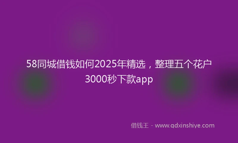 58同城借钱如何2025年精选，整理五个花户3000秒下款app