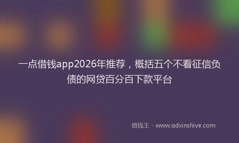 一点借钱app2026年推荐，概括五个不看征信负债的网贷百分百下款平台