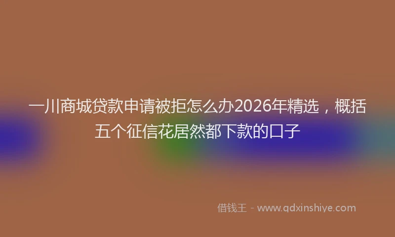 一川商城贷款申请被拒怎么办2026年精选，概括五个征信花居然都下款的口子