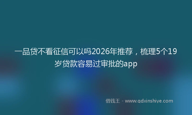 一品贷不看征信可以吗2026年推荐，梳理5个19岁贷款容易过审批的app