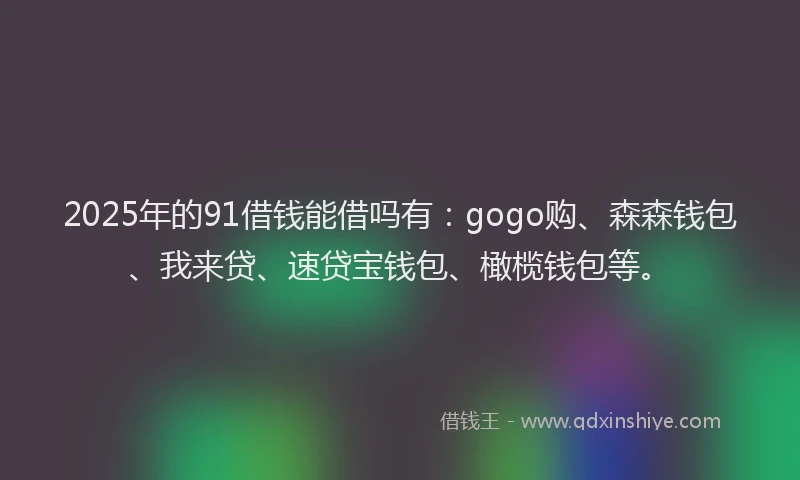 2025年的91借钱能借吗有：gogo购、森森钱包、我来贷、速贷宝钱包、橄榄钱包等。
