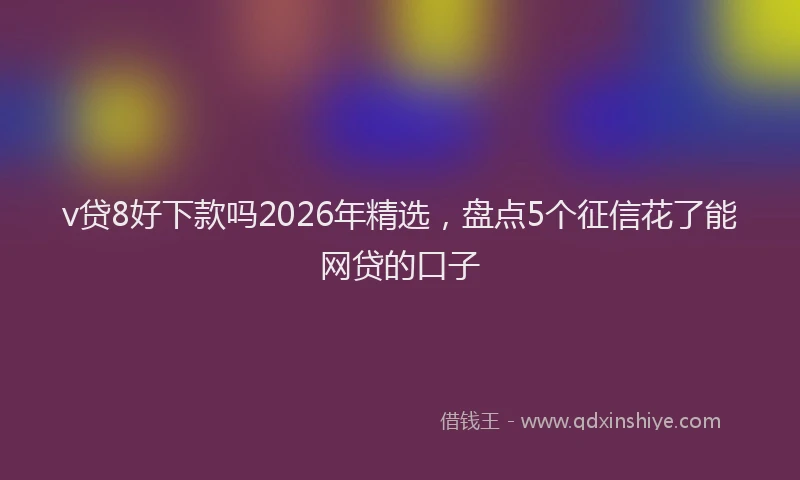 v贷8好下款吗2026年精选，盘点5个征信花了能网贷的口子