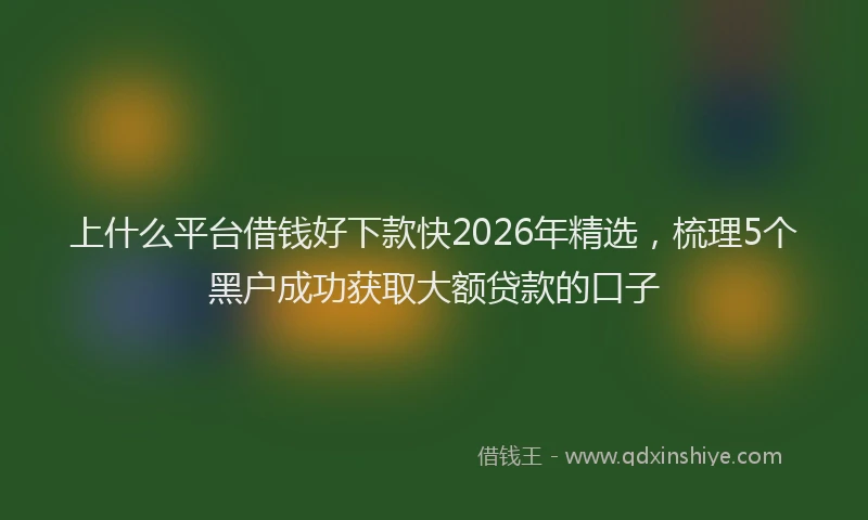 上什么平台借钱好下款快2026年精选，梳理5个黑户成功获取大额贷款的口子