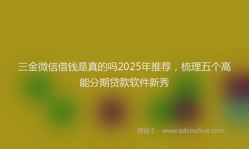 三金微信借钱是真的吗2025年推荐，梳理五个高能分期贷款软件新秀