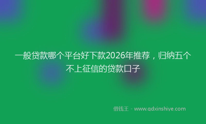一般贷款哪个平台好下款2026年推荐，归纳五个不上征信的贷款口子