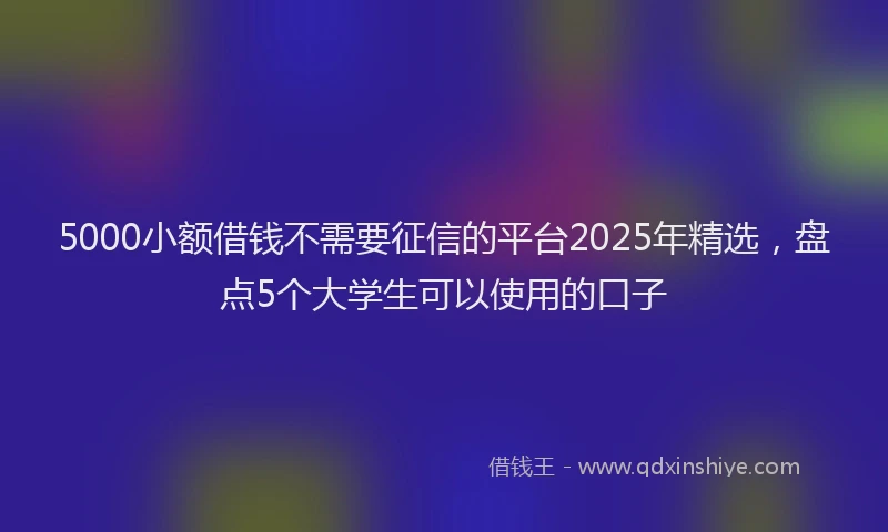 5000小额借钱不需要征信的平台2025年精选，盘点5个大学生可以使用的口子