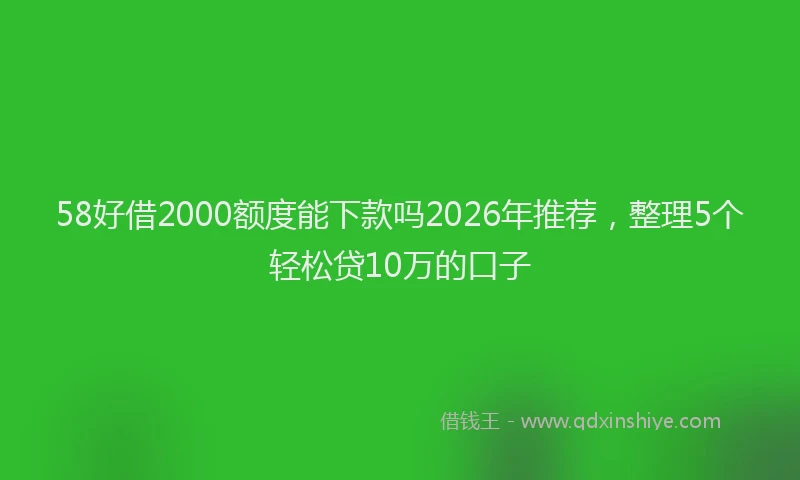 58好借2000额度能下款吗2026年推荐,整理5个轻松贷10万的口子