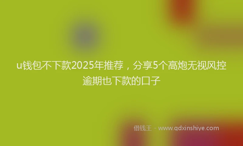 u钱包不下款2025年推荐，分享5个高炮无视风控逾期也下款的口子