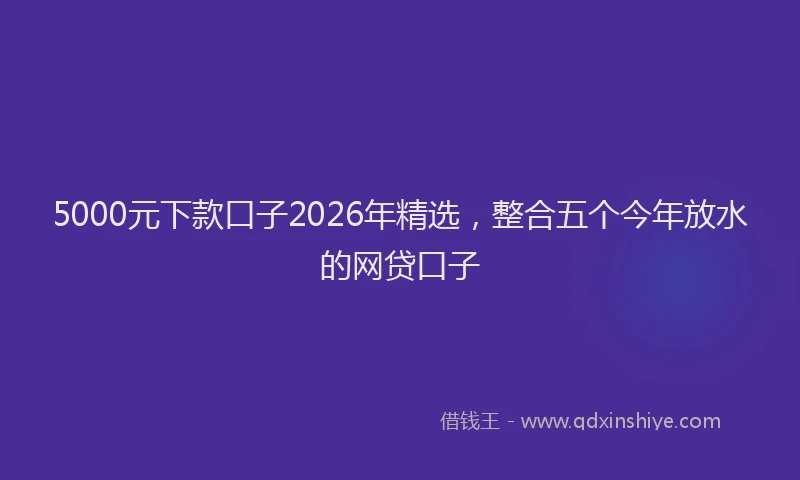 5000元下款口子2026年精选,整合五个今年放水的网贷口子