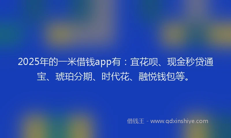2025年的一米借钱app有：宜花呗、现金秒贷通宝、琥珀分期、时代花、融悦钱包等。