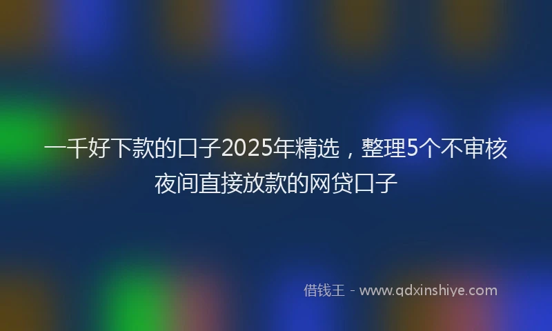 一千好下款的口子2025年精选，整理5个不审核夜间直接放款的网贷口子