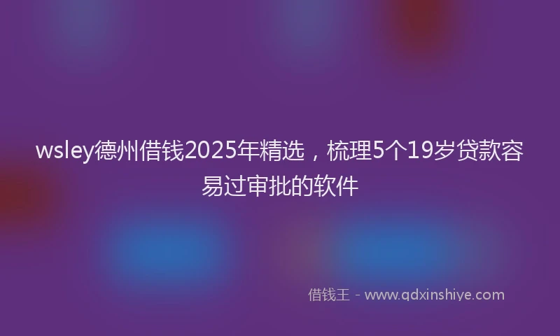 wsley德州借钱2025年精选，梳理5个19岁贷款容易过审批的软件