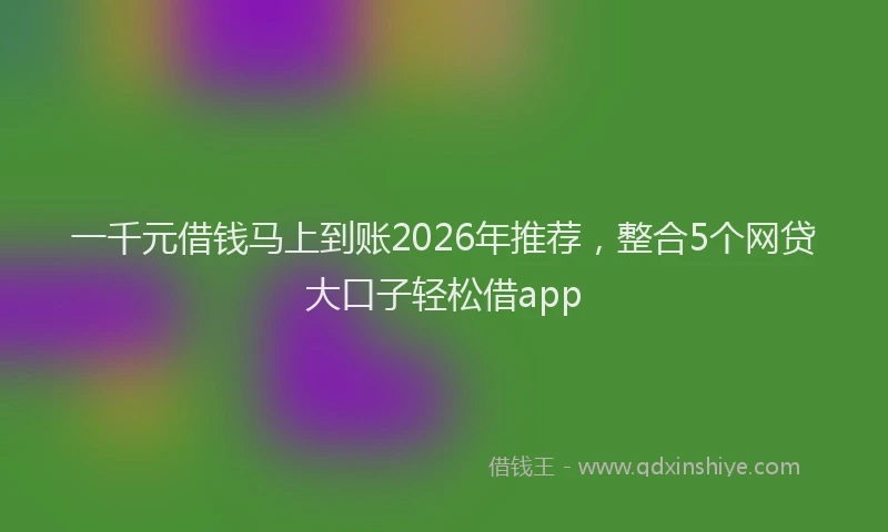 一千元借钱马上到账2026年推荐，整合5个网贷大口子轻松借app