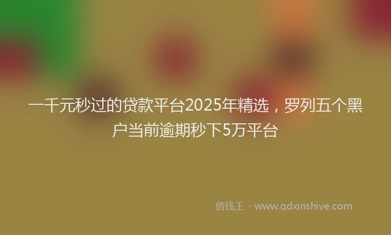 一千元秒过的贷款平台2025年精选，罗列五个黑户当前逾期秒下5万平台