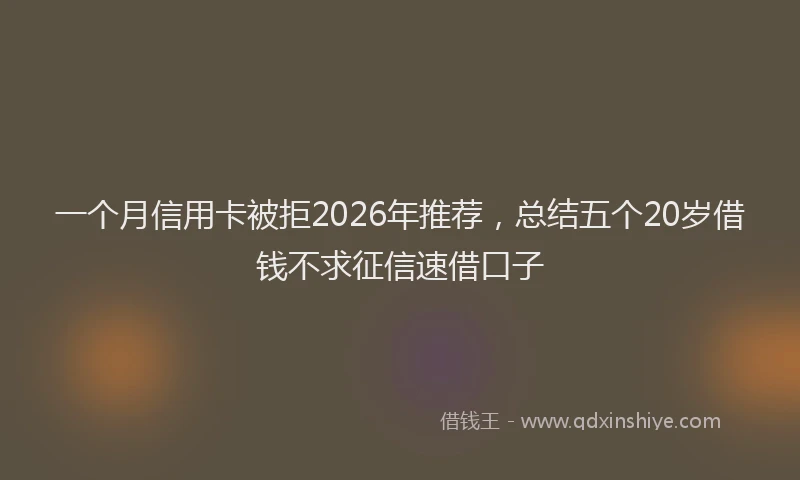 一个月信用卡被拒2026年推荐，总结五个20岁借钱不求征信速借口子