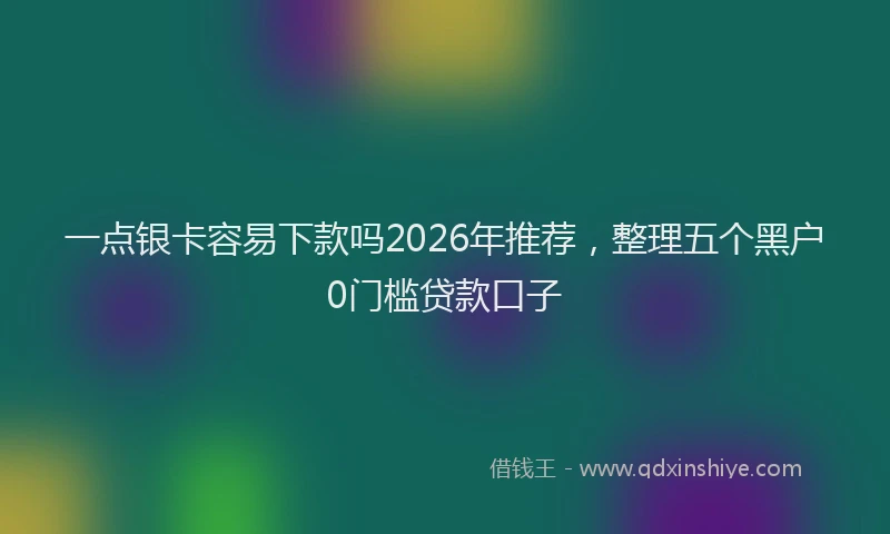 一点银卡容易下款吗2026年推荐，整理五个黑户0门槛贷款口子
