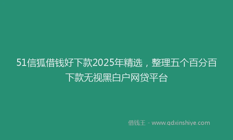 51信狐借钱好下款2025年精选,整理五个百分百下款无视黑白户网贷平台