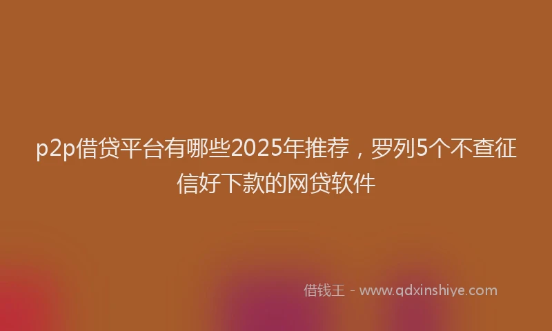 p2p借贷平台有哪些2025年推荐，罗列5个不查征信好下款的网贷软件