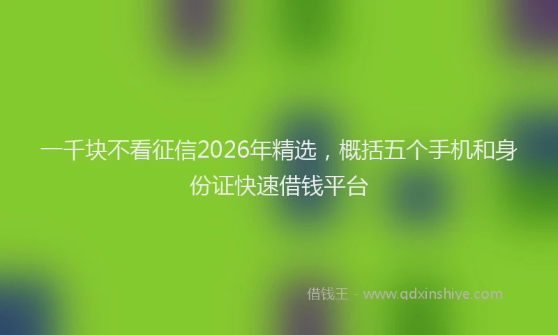 一千块不看征信2026年精选，概括五个手机和身份证快速借钱平台
