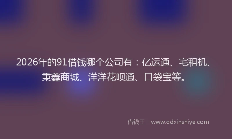 2026年的91借钱哪个公司有：亿运通、宅租机、秉鑫商城、洋洋花呗通、口袋宝等。