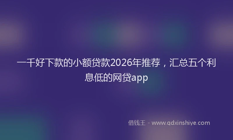 一千好下款的小额贷款2026年推荐，汇总五个利息低的网贷app