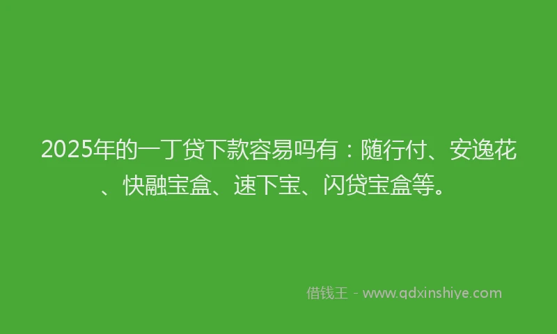 2025年的一丁贷下款容易吗有：随行付、安逸花、快融宝盒、速下宝、闪贷宝盒等。