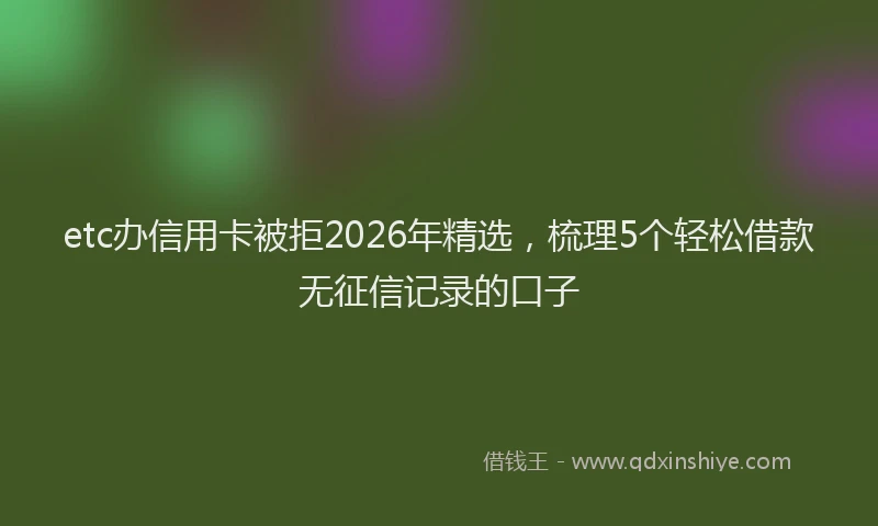 etc办信用卡被拒2026年精选，梳理5个轻松借款无征信记录的口子