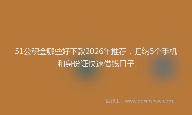 51公积金哪些好下款2026年推荐,归纳5个手机和身份证快速借钱口子