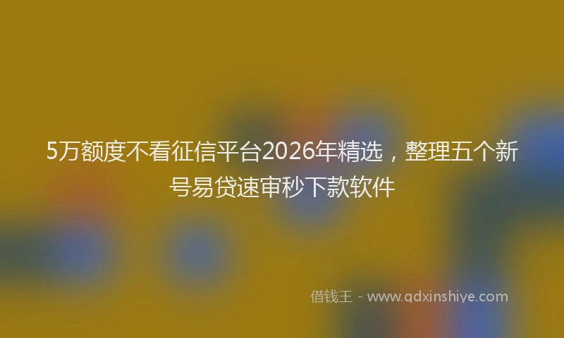 5万额度不看征信平台2026年精选，整理五个新号易贷速审秒下款软件