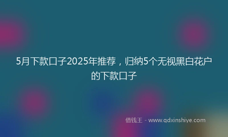 5月下款口子2025年推荐,归纳5个无视黑白花户的下款口子