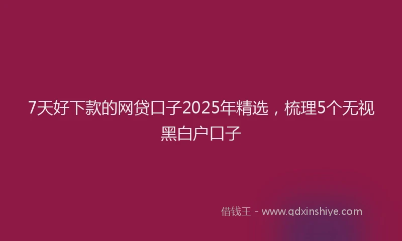 7天好下款的网贷口子2025年精选，梳理5个无视黑白户口子