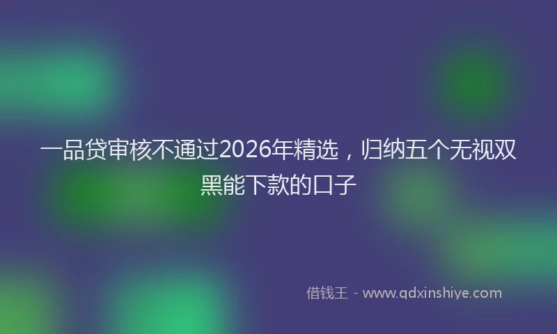 一品贷审核不通过2026年精选，归纳五个无视双黑能下款的口子