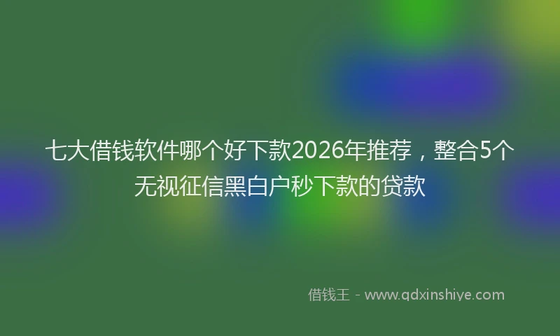 七大借钱软件哪个好下款2026年推荐，整合5个无视征信黑白户秒下款的贷款