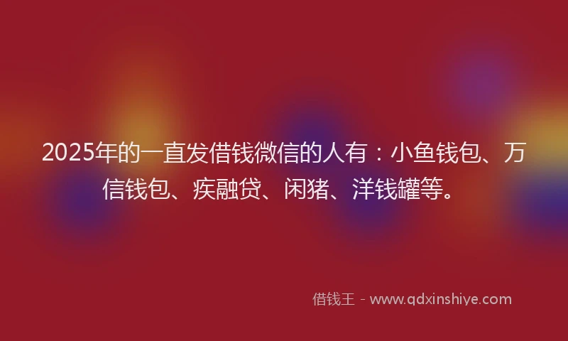 2025年的一直发借钱微信的人有:小鱼钱包、万信钱包、疾融贷、闲猪、洋钱罐等。