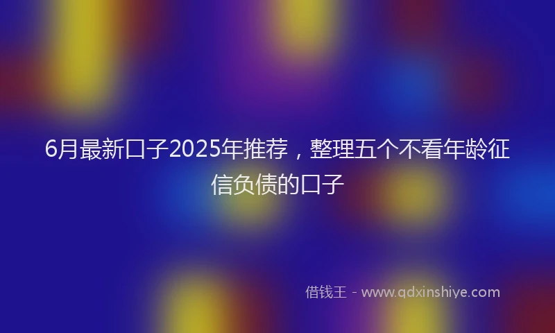 6月最新口子2025年推荐，整理五个不看年龄征信负债的口子