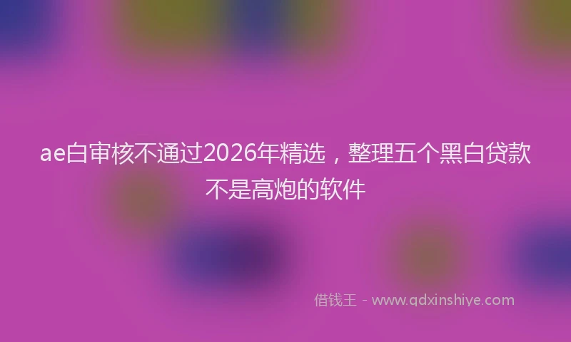 ae白审核不通过2026年精选，整理五个黑白贷款不是高炮的软件